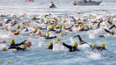 La natation lors d'un Ironman.