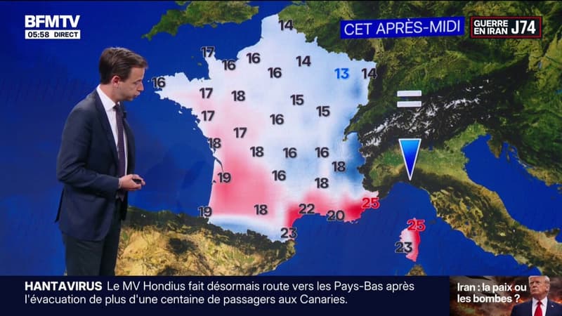 Du soleil sur toute la France sauf quelques orages dans le Sud-Ouest, avec des températures comprises entre 13°C et 25°C... La météo de ce mardi 12 mai