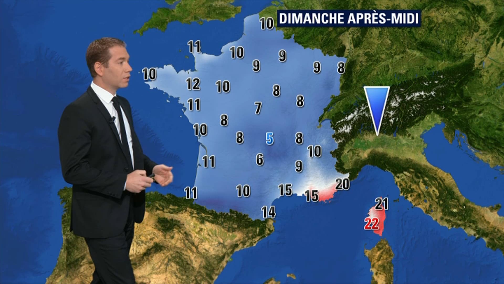 Les températures dimanche après-midi Les températures dimanche après-midi