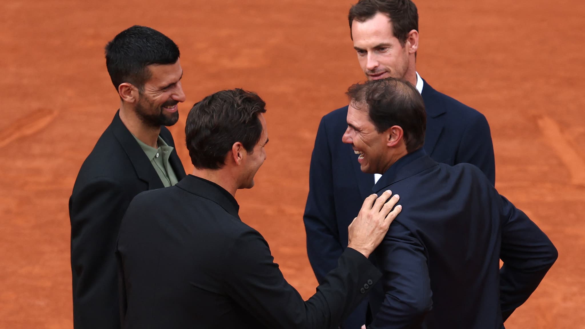 Roger Federer, Novak Djokovic et Andy Murray présents pour l'hommage de Roland-Garros à Rafael Nadal, 25 mai 2025 Roger Federer, Novak Djokovic et Andy Murray présents pour l'hommage de Roland-Garros à Rafael Nadal, 25 mai 2025