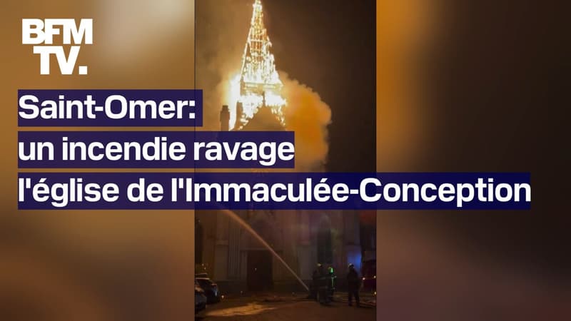 Pas-de-Calais: un incendie ravage l'église de l'Immaculée-Conception de Saint-Omer