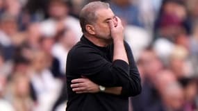 Ange Postecoglou lors du match West Ham-Tottenham (1-1, Premier League), le 4 mai 2025