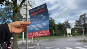 Un flyer contre le projet de tramway nord à Strasbourg contenant des "fausses informations" selon l'Eurométropole, fin septembre 2024. 