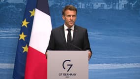 Emmanuel Macron en Bavière, en clôture du G7 le 28 juin 2022. 