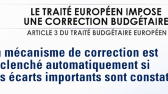 1/ Le texte européen est très clair. La partie e) de l'article 3 exige une "correction automatique" en cas de dérapage des finances publiques. 1/ Le texte européen est très clair. La partie e) de l'article 3 exige une "correction automatique" en cas de dérapage des finances publiques.