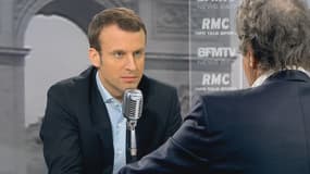 Le ministre de l'Economie, Emmanuel Macron, sur le plateau de BFMTV-RMC le 20 janvier 2015.