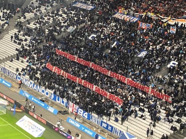 Marseille supporters banner before OM-Monaco, January 27, 2024