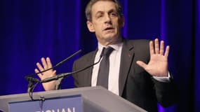 Nicolas Sarkozy en meeting à Perpignan dans les Pyrénées-Orientales jeudi soir.