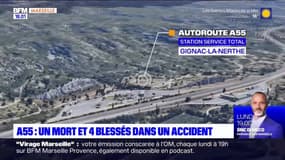 Bouches-du-Rhône: un mort et quatre blessés dans un accident sur l'A55