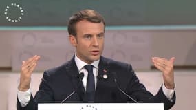 Emmanuel Macron au sommet sur le climat le 12 décembre 2017 à Paris. 