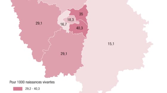 Taux de morts inattendues du nourrisson (2016-2020) dans les départements franciliens