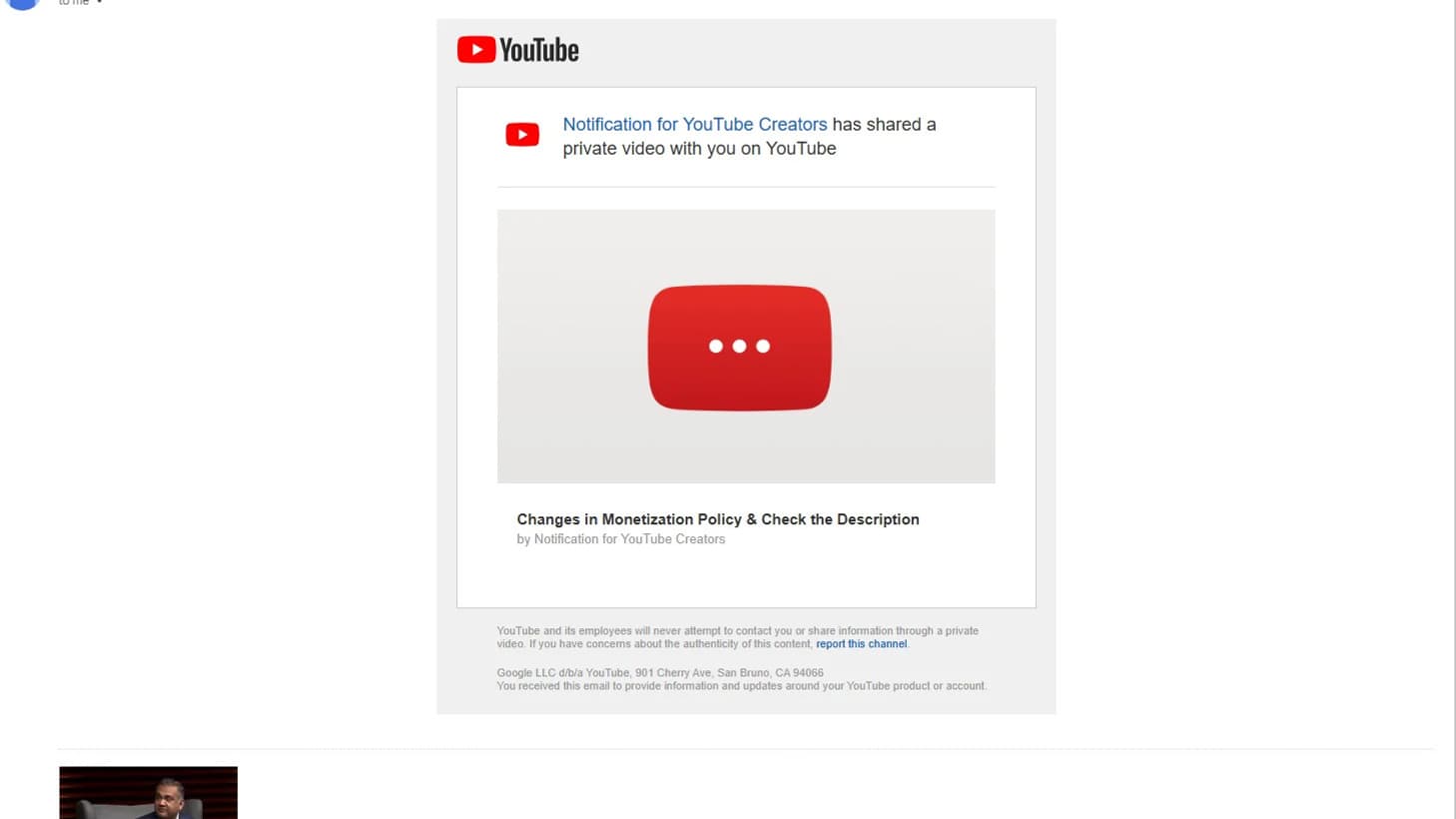 La tentative de phsihing sur Youtube. 