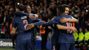 La joie des joueurs du PSG face à Arsenal (2-1, Ligue des champions), le 7 mai 2025 