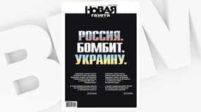 La une du quotidien russe Novaïa Gazeta du 25 février 2022, en russe et en ukrainien.