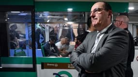 Le PDG de la RATP Jean Castex lors d'un exercice de simulation au centre de formation GPSR à Paris, le 20 février 2023