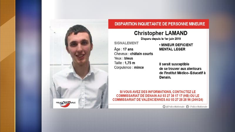 Christopher Lamand a disparu depuis le 1er juin.
