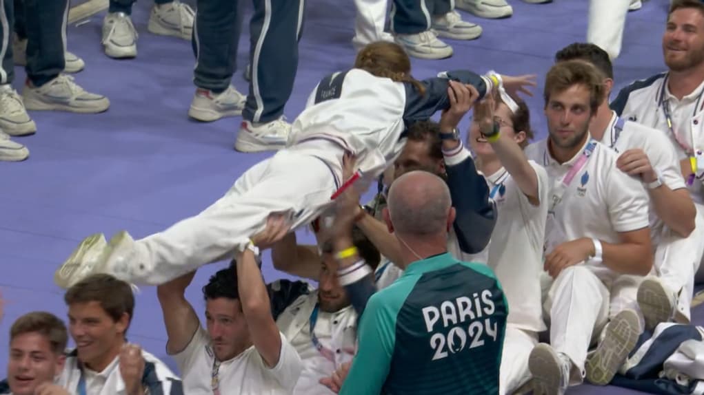 Paquito pour la délégation française au Stade de France, cérémonie d'ouverture des JO de Paris 2024, 11 août 2024 Paquito pour la délégation française au Stade de France, cérémonie d'ouverture des JO de Paris 2024, 11 août 2024