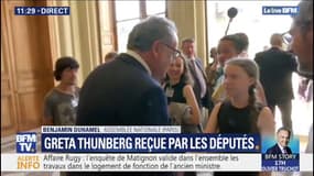 Greta Thunberg arrive à l'Assemblée nationale