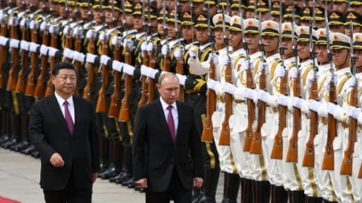Vladimir Poutine en visite officielle en Chine, le 8 juin 2018 à Pékin