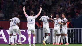 Habib Keita célébrant son but face au Paris Saint-Germain avec Clermont, le 6 avril 2024