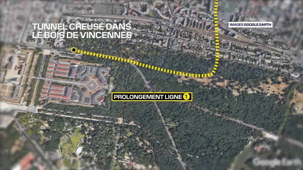 Le prolongement de la ligne 1 de métro par le bois de Vincennes. 