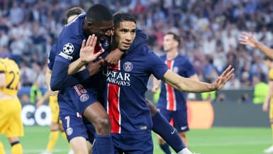 Ousmane Dembélé et Achraf Hakimi lors de PSG-Inter en finale de la Ligue des champions, le 30 mai 2025 à Munich