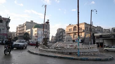 Le centre de la ville d'Ariha ce mardi, dans la province d'Idleb au nord-ouest de la Syrie.