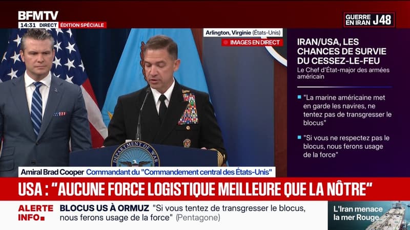 Guerre au Moyen-Orient: "Il n'y a eu aucun meilleur partenaire qu'Israël", assure l'amiral Brad Cooper, commandant du "Commandement central des États-Unis"