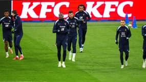 Les joueurs de l'équipe de France pendant un entraînement, le 13 novembre 2024