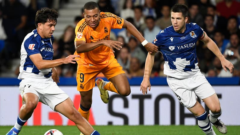 Kylian Mbappé avec le Real Madrid contre la Real Sociedad, à San Sébastian le 14 septembre 2024
