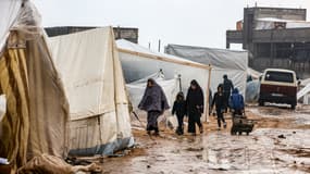 La ville de Rafah sous la pluie, à Gaza, le 13 décembre 2023