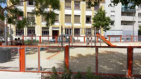 L'aire de jeux de la place Mazagran, dans le quartier de la Guillotière du 7e arrondissement de Lyon (Rhône), le lundi 20 mai 2024.