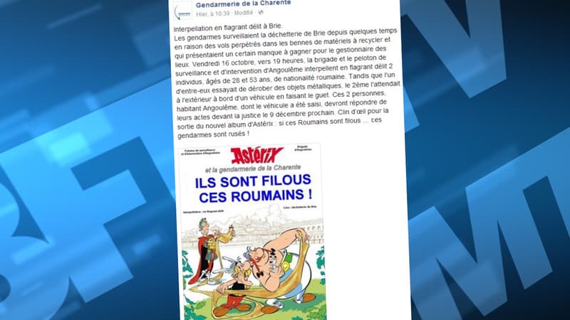 Le post de la gendarmerie, supprimé ensuite.