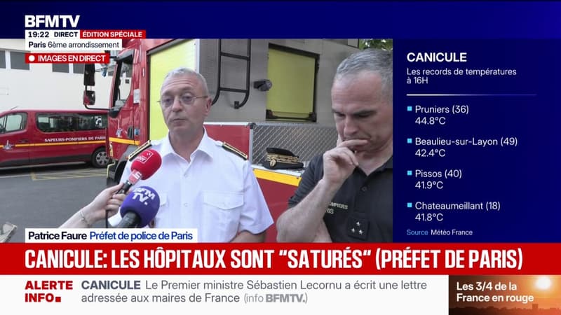 Canicule: Patrice Faure, préfet de police de Paris, annonce "un arrêté préfectoral qui interdit la prise d'alcool sur la voie publique dès demain midi"