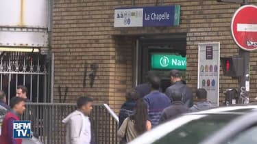 Le métro La Chapelle, dans le XVIIIe arrondissement de Paris.