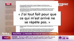 "J'ai tout fait pour que ce qui m'est arrivé ne se répète pas" la première victime de Taha O., suspect principal dans l'affaire Philippine, s'exprime  