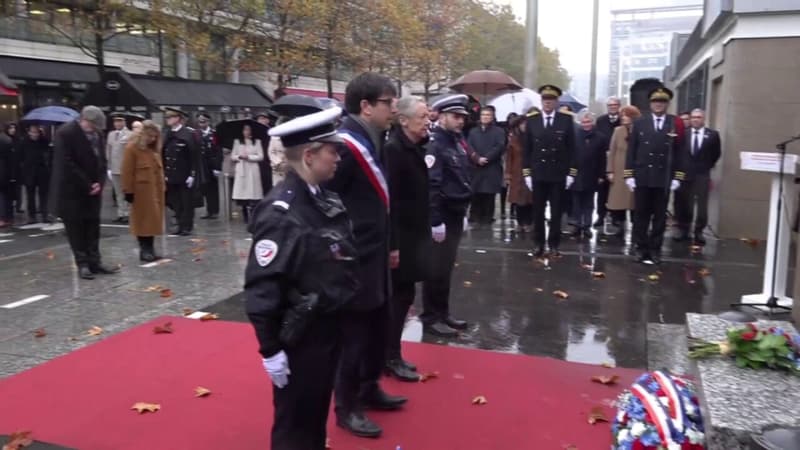 Attentats du 13 novembre 2015: Élisabeth Borne et Mathieu Hanotin, maire de Saint-Denis, rendent hommage aux victimes du Stade de France