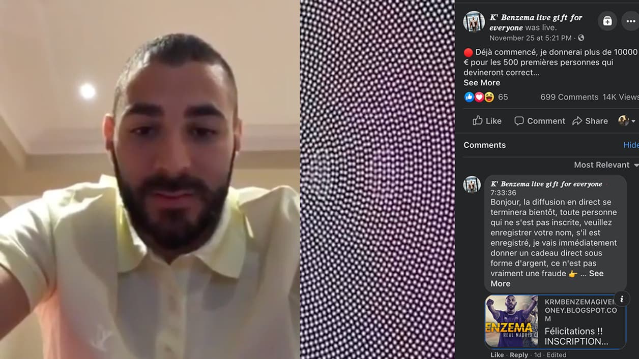 Une page Facebook usurpant l'identité de Karim Benzema