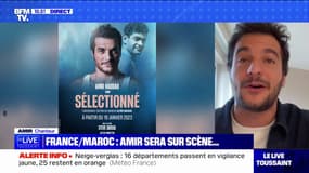 Amir, en concert pendant France-Maroc, "espère avoir deux raisons de faire la fête" et pronostique 4-1 pour les Bleus