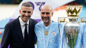 Khaldoon Al Mubarak, le patron de Manchester City, et Pep Guardiola, le 19/05/2024