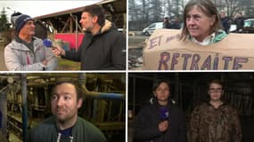 Bernard, Laurence, Alexandre, Marianne et Clément, des agriculteurs mobilisés dans le mouvement de protestation, en janvier 2024.