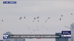 14 juillet: les hélicoptères de l'armée survolent les Champs-Élysées