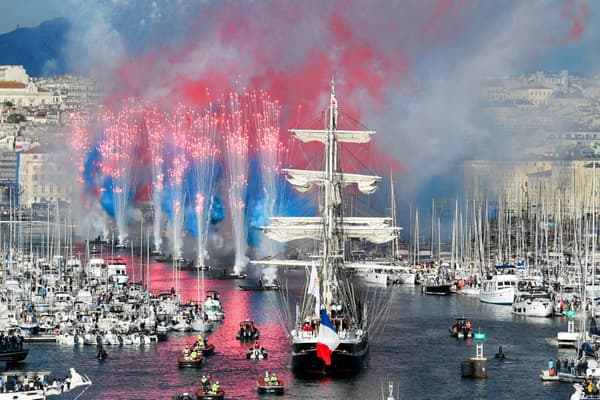 Le trois-mâts Belem à son arrivée au Vieux-Port de Marseille ce mercredi 8 mai 2024.