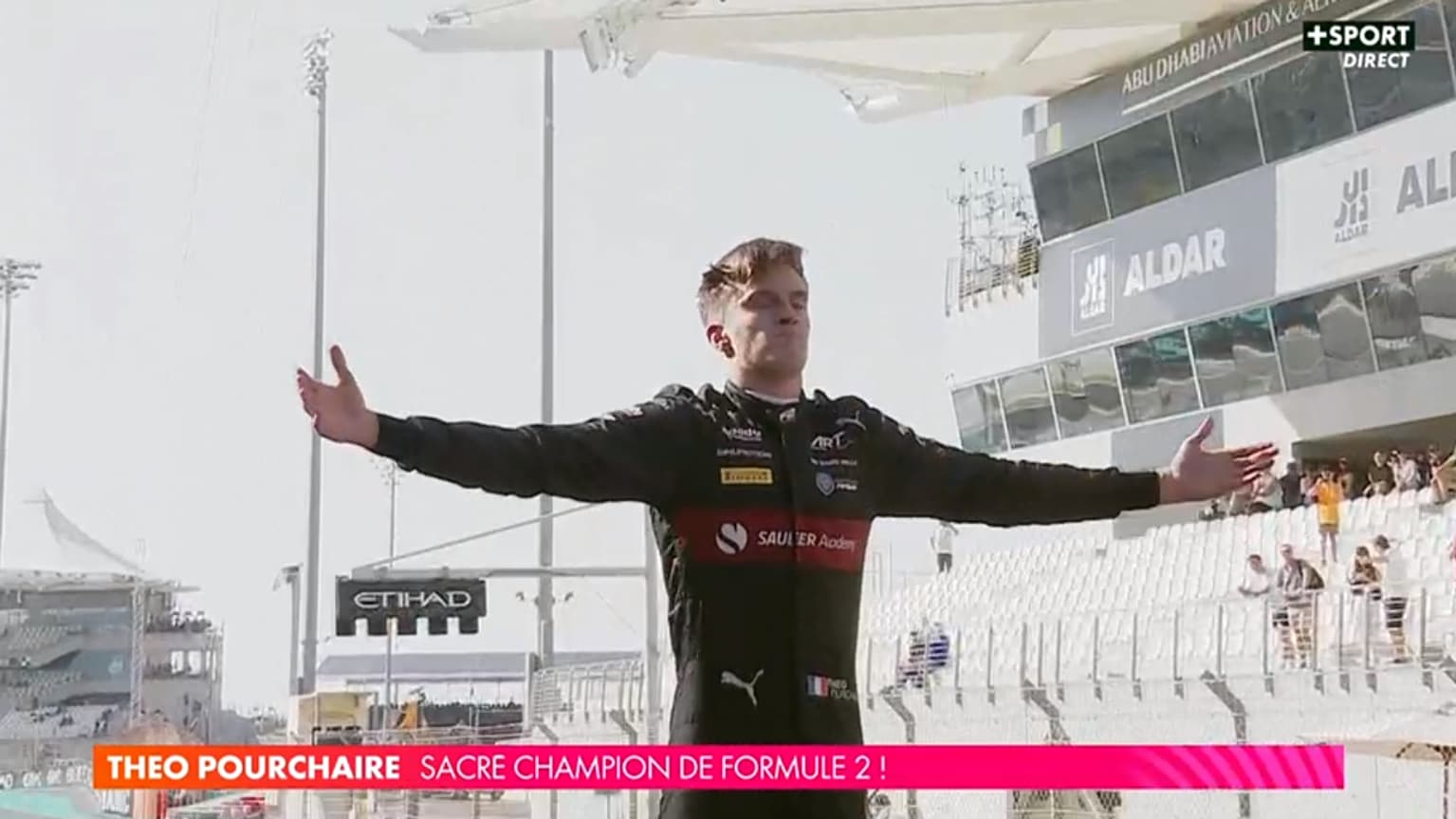 La joie de Théo Pourchaire, champion du monde de F2