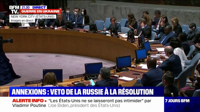 Conseil de sécurité: la Russie utilise son veto pour empêcher l'adoption d'une résolution condamnant ses annexions