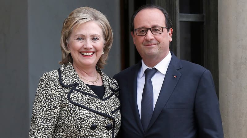 Hillary Clinton et François Hollande devant l'Élysée, le 8 juillet 2014.