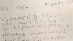 La lettre de motivation envoyée par Jack Davis à la NASA