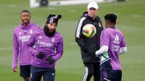 Karim Benzema à l'entraînement du Real Madrid en décembre 2022
