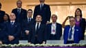 Gianni Infantino, Emmanuel Macron, Alain Giresse, Noël Le Graët, Amélie Oudéa-Castera au Qatar pour France-Maroc, le 14 décembre 2022