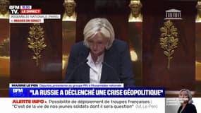 Soutien à l'Ukraine: Marine Le Pen (RN) dénonce la "théorie du sans limite" d'Emmanuel Macron